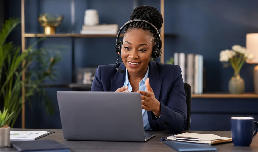 Dedicated case manager supporting a client online
